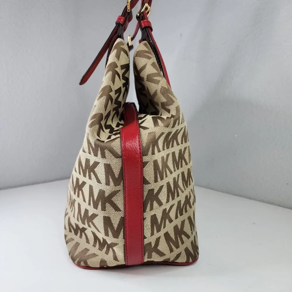 Michael Kors Jet Set Travel Large Tote Brown MK Signature Shoulder Bag Excellent - Picture 3 of 10